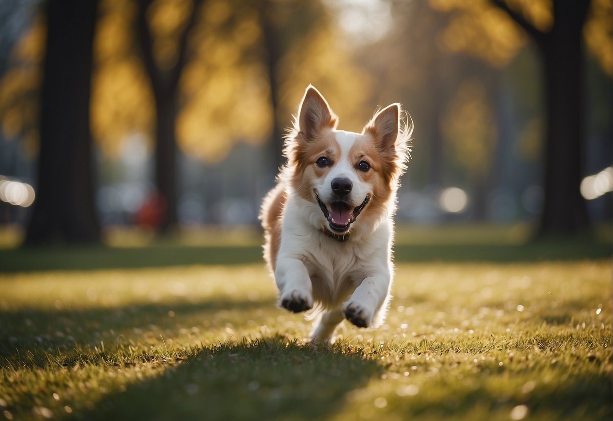 A dog running towards its owner, ignoring distractions, and responding to recall commands in a park setting